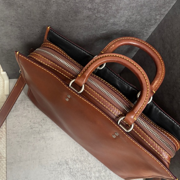Coach Rogue Briefcase Brown Leather Work Bag Satchel Crossbody Laptop Authentic - Picture 3 of 16